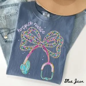 Comfort Colors Hospice Nurse TShirt, Hospice Care Tee, Registered Nurse TShirt, Nursing Student T-Shirt, Hospice Team, Graduation, Aide, Bow