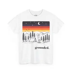 Grounded Camping Scene T-Shirt | Retro Sunset Night Sky