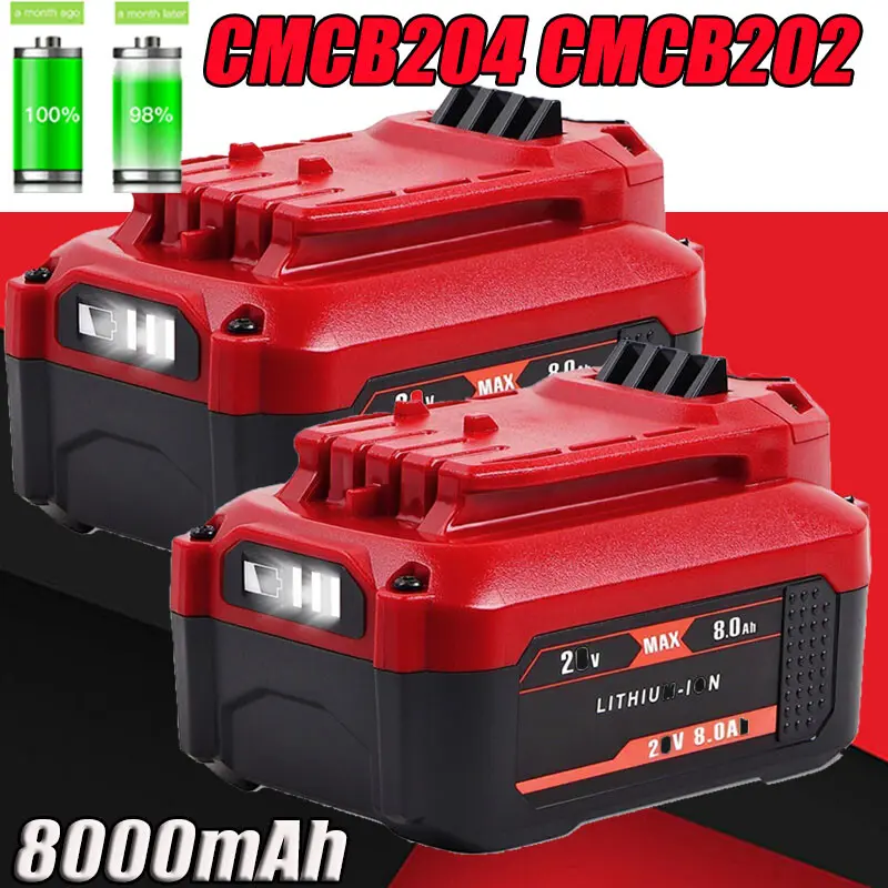 New Craftsman 20V MAX Li-Ion Batteries (1-4X, 8.0 Ah Capacity), 8.0Ah Li-Ion Cells, Compatible with V20 20Volt CMCB204 CMCB202 CMCB20 Power Tool Accessories
