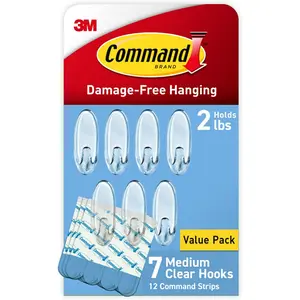 Command Medium Wall Hooks, Damage Free Hanging Wall Hooks with Adhesive Strips, 3M