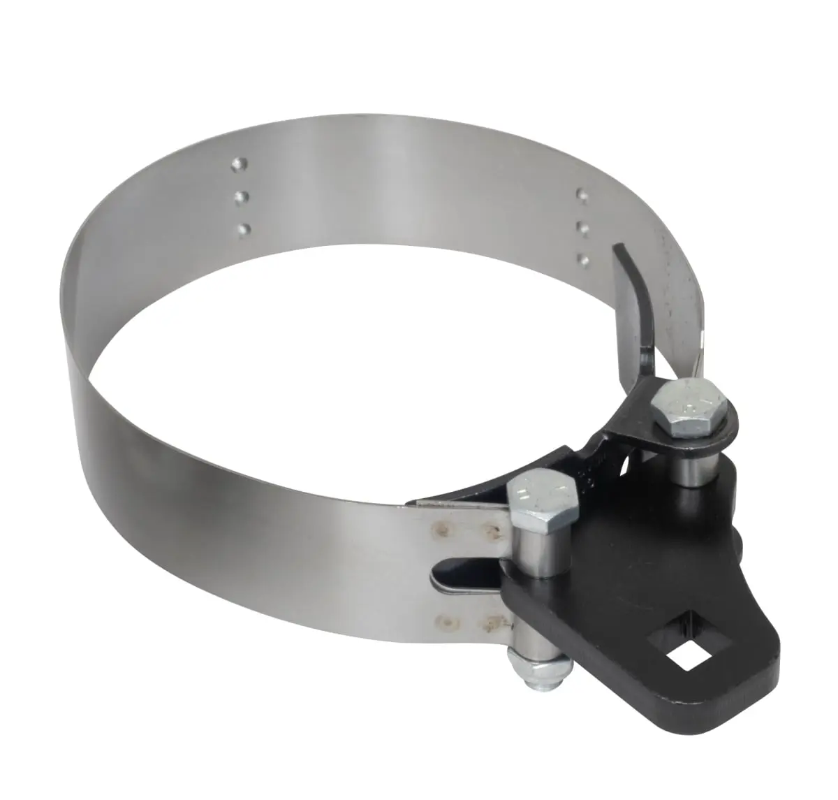 Lisle LS53430 Stainless Steel Heavy-Duty Narrow Band Filter Wrench, 4.25-5.25 in., Square Drive, Non-Slip Surface, Secure Grip, for DIY Maintenance Filter Removal