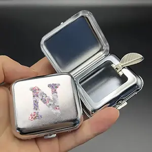 Outdoor Stainless Steel Ashtray with Lid, Portable Car Travel Ashtray, Valentines Day Gift, Rose Flower Design, Mini Pocket Ashtray