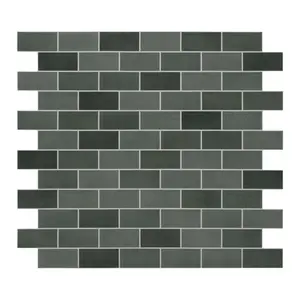 INNO STICKERS 10-Sheet Subway Peel and Stick Backsplash, 11.3" x 10.8" Green Mixed Brick Stone Composite Self Adhesive Wall Tile, Stick on Backsplash for Kitchen, Bathroom, Fireplace