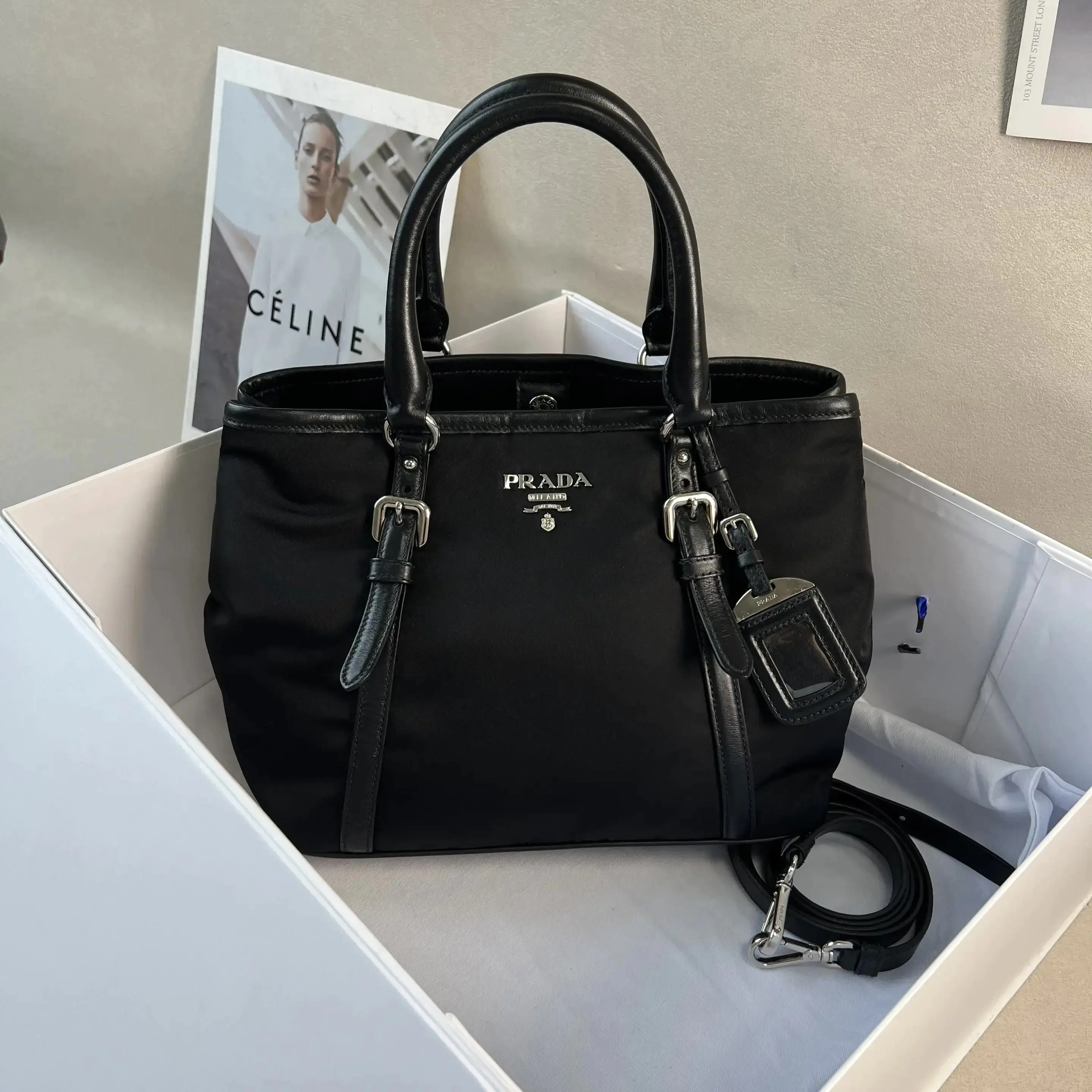 Pre-owned PRADA Tessuto Black Nylon Medium Handle Style 0726kl/C8356205341