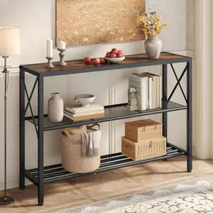 Industrial Console Table, 3 Tier Entryway Table, Hallway Table, Narrow Sofa Table with Shelves, Entrance Table for Entryway, Living Room, Foyer, Hallway, Office
