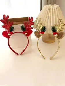Women's Christmas Reindeer Antler Headband, Decorative Shiny Headband For Party Atmosphere, Suitable For Holiday, Party, New Year Wearing Hair Band Hair Hoop Home Decor Christmas Decorations Room Decor