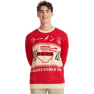 Naruto Shippuden Men's Pullover Sweater Ichiraku Ramen Shop Bowl Anime Design