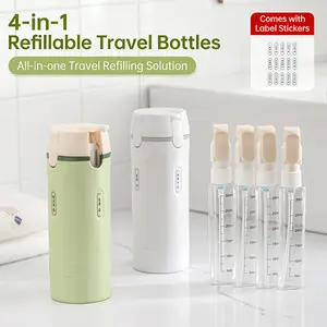 4-in-1 Travel Dispenser Bottles, Portable Cosmetic Containers for Shampoo & Lotion, Toiletry Organizer for Wash Bag