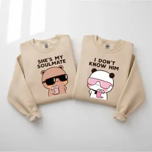 Soulmate & I Don’t Know Him Shirt, Bubu Dudu Couple Sweatshirts, Cute Bear T-Shirt, Gift for Her Him