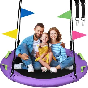 48 Inch Purple Tree Swing, Larger Saucer Flying Swing for Whole Family, 900lbs Weight Capacity, with Adjustable Hanging Straps, Ideal for Outdoor Playground