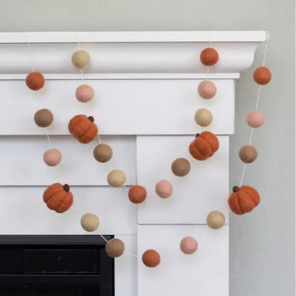 Felt Pumpkin Garland- Terra Cotta, Pink, Peach, Tan