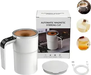 Electric Self-stirring Coffee Mug Magnetic Stirring Cup Rechargeable Automatic Mixing Cup,Electric Coffee Mug with a Built-in LCD Thermometer,Perfect for Brewing Milk, Cocoa, Etc,Valentines Gift