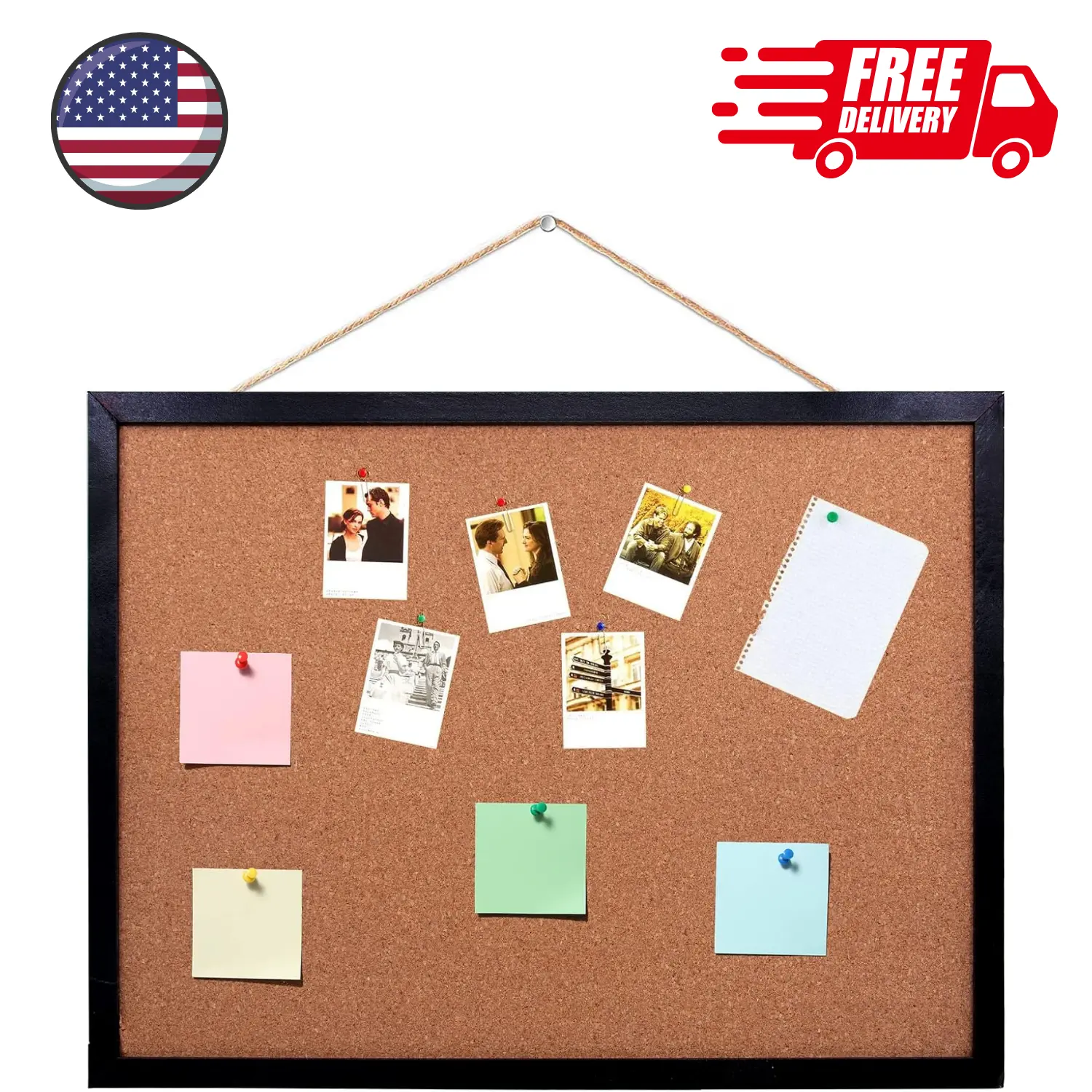 Black Cork Board Bulletin Board, 14.6X 11