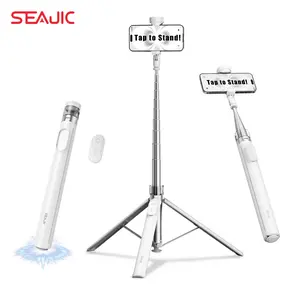 SEAJIC Automatic Tripod for iPhone 66" Phone Tripod Selfie Stick with Remote for Video Recording White Camera Accessories Photography Flash