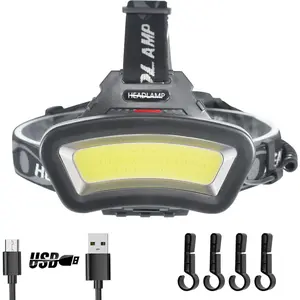 Headlamp LED Headlight Rechargeable 22000 High Lumen USB  Light,  Lamp COB Floodlight with Red Light for Adults - Night Fishing, Construction, Maintenance - 90? Adjustable