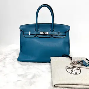 Pre-owned HERMÈS Hermes Birkin 35 Denim Blue Silver Hardware 2010 Stamp N Togo Leather | Lock, Keys & Dust Bag|21269649
