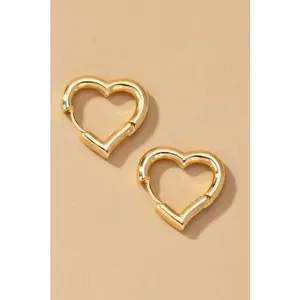 Heart shape hinged huggie hoop earrings
