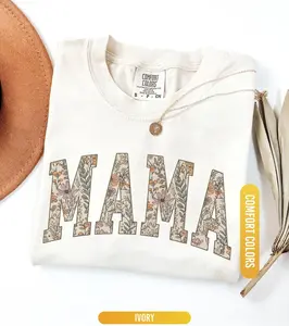 Comfort Colors Mama Shirt Floral Design for Mom Retro Tee Mothers Day Gift Soft Unisex Fit in Espresso Color - Casual