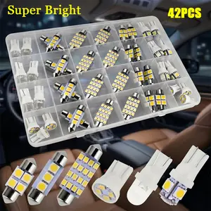 42 Pcs Super Bright Universal LED Car Interior Light Bulbs Assortment Kit, T10 31mm 36mm 41mm, Replacement for Map Dome License Plate, gauge cluster  Light