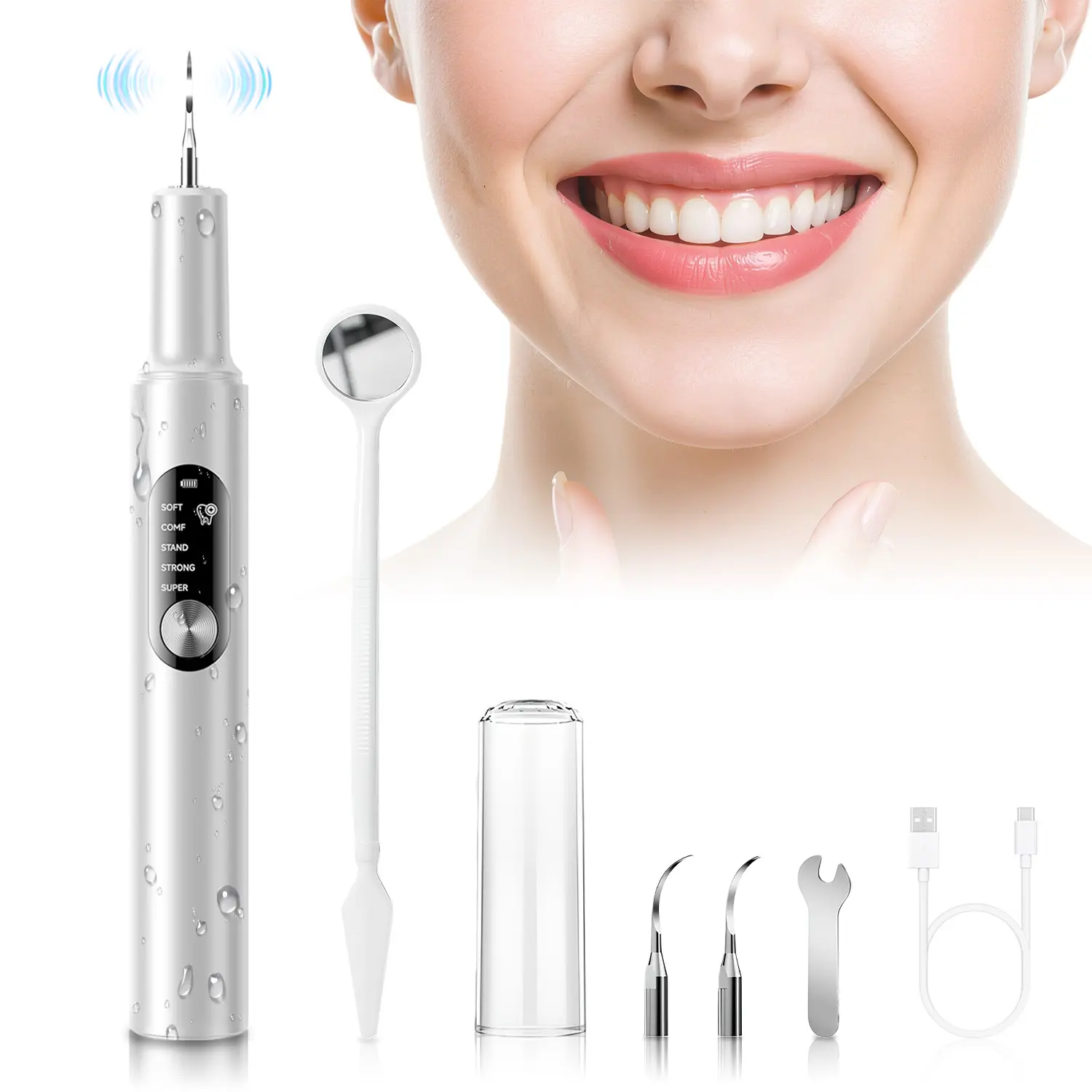 Electric Remover for Teeth, Tooth Cleaner Tartar Remover for Teeth with LED Light, 5 Modes Rechargeable Teeth Cleaning Kit with Dental Tools Cleansing, teeth cleaning #SummerVibes