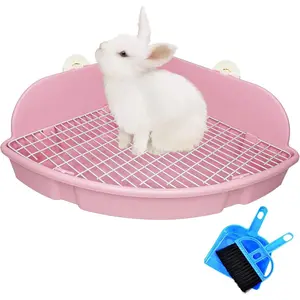 Large  Litter Box Small  Cage Toilet Pet Potty Bunny Corner Litter Box Trainer Bigger Pan Fan Shape Litter Boxes for Adult Ferret Guinea Pigs Chinchilla Galesaur ()