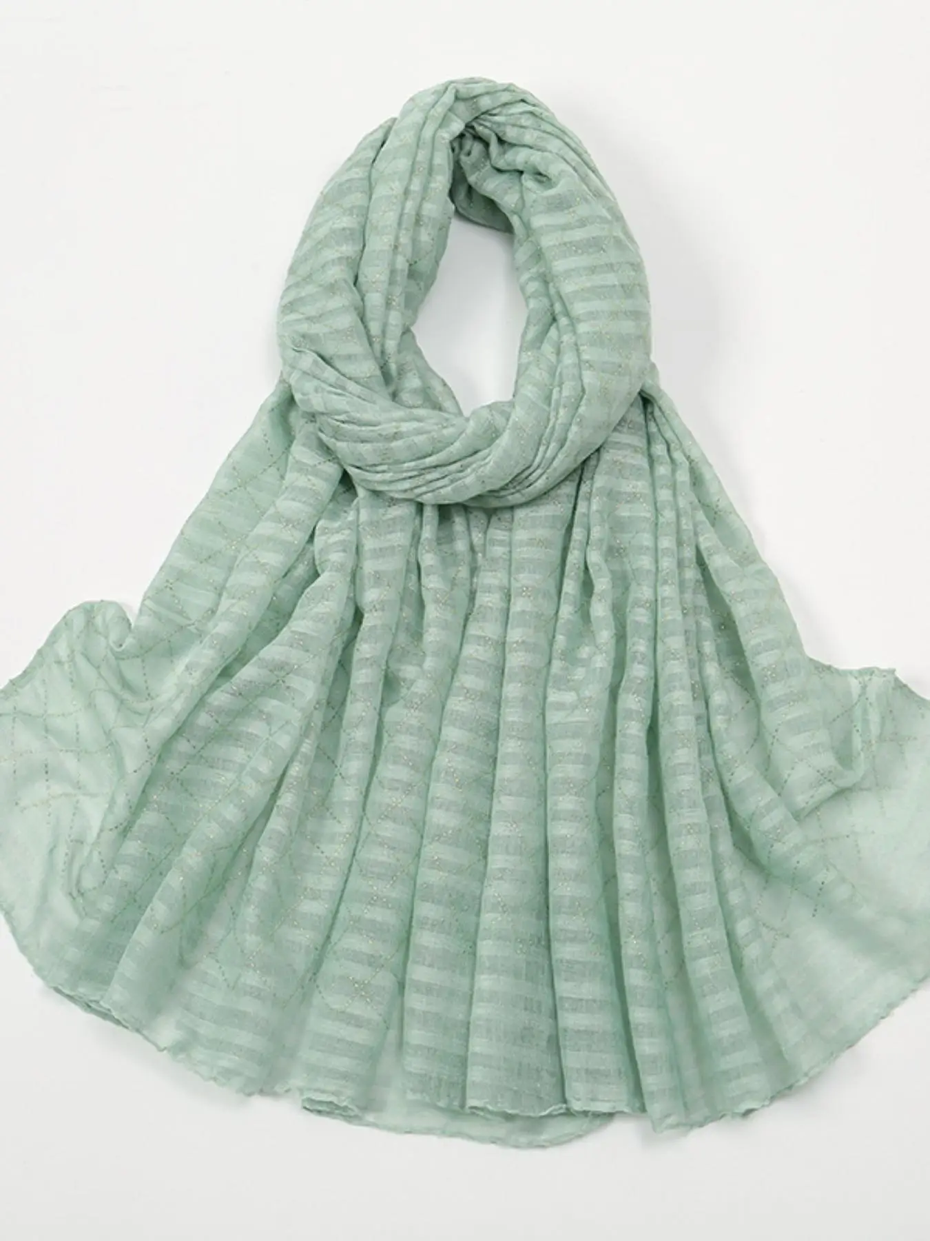 Women's Solid Color Striped Pattern Khimar, Modest Casual Soft Comfortable Long Scarf for Daily Wear, Fashionable Versatile Hijabs for Women