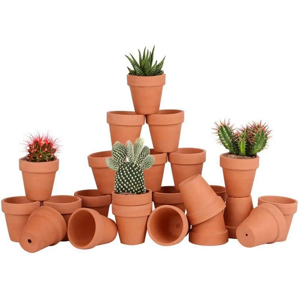 24-Count 2.5'' Terracotta Mini Clay Pots with Drainage Holes, Clay Plant Containers for Cactus Flowers, Indoor/Outdoor Garden Planters