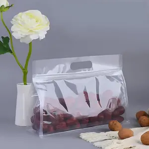 Premium eight-sided seal transparent self-sealing stand-up bags for food and tea packaging; thickened airtight containers with handles for keeping food fresh—kitchen utensils