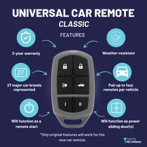 Classic Replacement Car Remote for Hundreds of Vehicles, Keyless Entry FOB for Select Vehicles (UNRM-60-Classic-Univ-Remote-6B-BNDL)