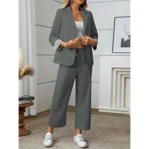 Elegant Notched Collar Blazer Set 【Elegant Orientation + Women's Pants】