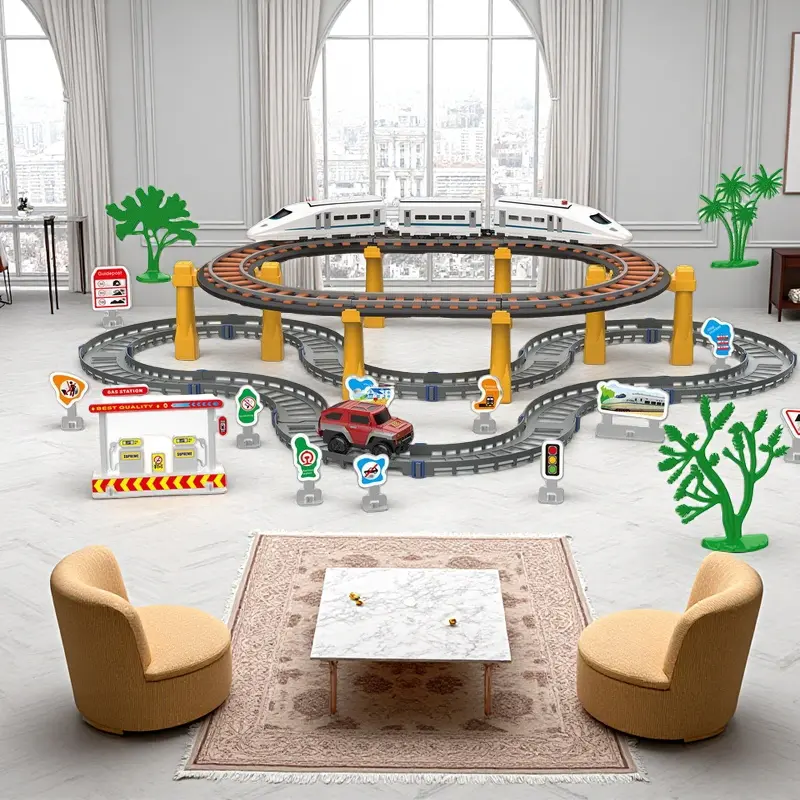 Glowing Railway Adventures!  DIY Electric Train w/ Whistle Sounds & Expandable City Kit | Creative Parent-Child Bonding Gift for Future Engineers year boys girl
