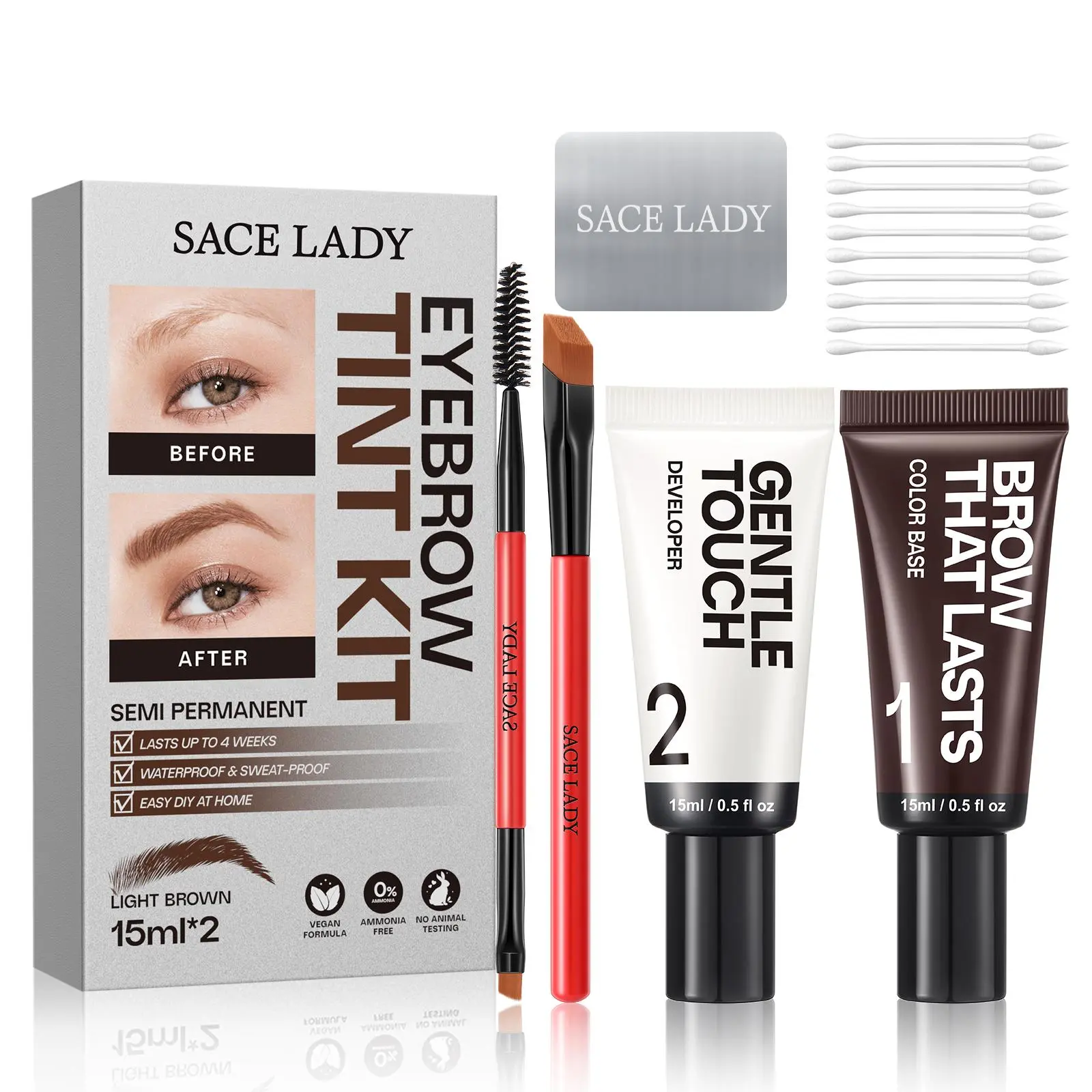 Eyebrow Tint Kit, 1 Box Long-Lasting Effect Eyebrow Dye Kit, Eyebrow Dye Paste, Waterproof Sweat-Proof Eyebrow Makeup Tool for Natural Brow Color DIY at Home, Eyebrow Tinting Kit, Cosmetic Kit