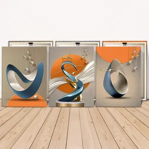 3 Counts Wooden Framed Canvas Painting, Modern Abstract Geometric Sculpture Art, Exquisite Poster, Perfect Living Room Decoration, Modern Art, Fashion Family Poster, Wall Art Decoration, Waterproof Art, Modern Art Design