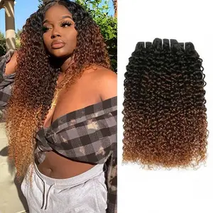 Hair Extensions Ombre Human Hair Bundles 1B/4/30 Kinky Curly Brazilian Ombre Remy 100% Human Hair Weave Bundles Ombre Hair Bundles Natural Wavy Hairpieces