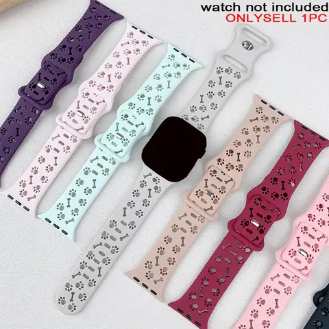 Cute Dog Paw Pattern Silicone Watch Band, Fashionable Watch Band for Women & Men, Wearable Tech Accessories Compatible with Apple Watch Series, Smartwatch Replacement Straps, Smart Watch Straps, Smartwatch Accessories (Band Only)