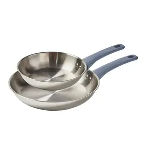 T-fal Essentials Stainless Steel Fry Pan Set 2 Piece 8" and 10.5"