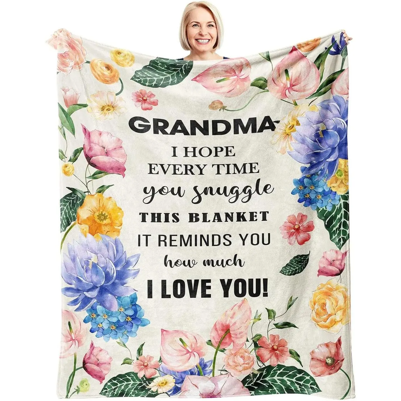 Grandma Gifts Blanket 60’’x50’’, Mother’s Day/Christmas/Birthday Gifts for Grandma from Grandchildren, Present for Gigi Nana Grandmother