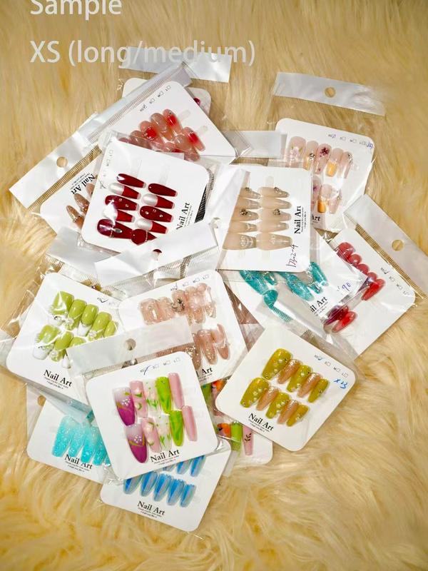 Loris:20sets handmade press-on nails selectable size and length random style
