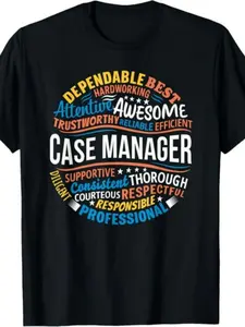 Case Manager Shirts Funny Week Appreciation Gift T-Shirt | , Short-Sleeved, Crew Neck, Regular Fit, Vintage Style, Drawing Pattern, 220G Fabric, Perfect for Adults
