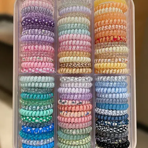 20 Pcs Random Color Spiral Hair Bands Scrunchies High Elasticity Sweet Cute Style Women's Fashionable Hair Accessories Youth Fashion Accessory for Daily Casual Outdoor School Use Bulk Hair Ties Hairbands