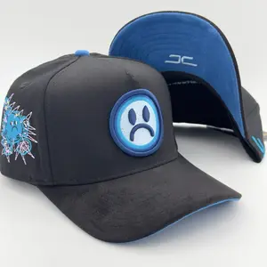 Beautiful Disaster Black/Blue Sad Face Semi-Curved Cap
