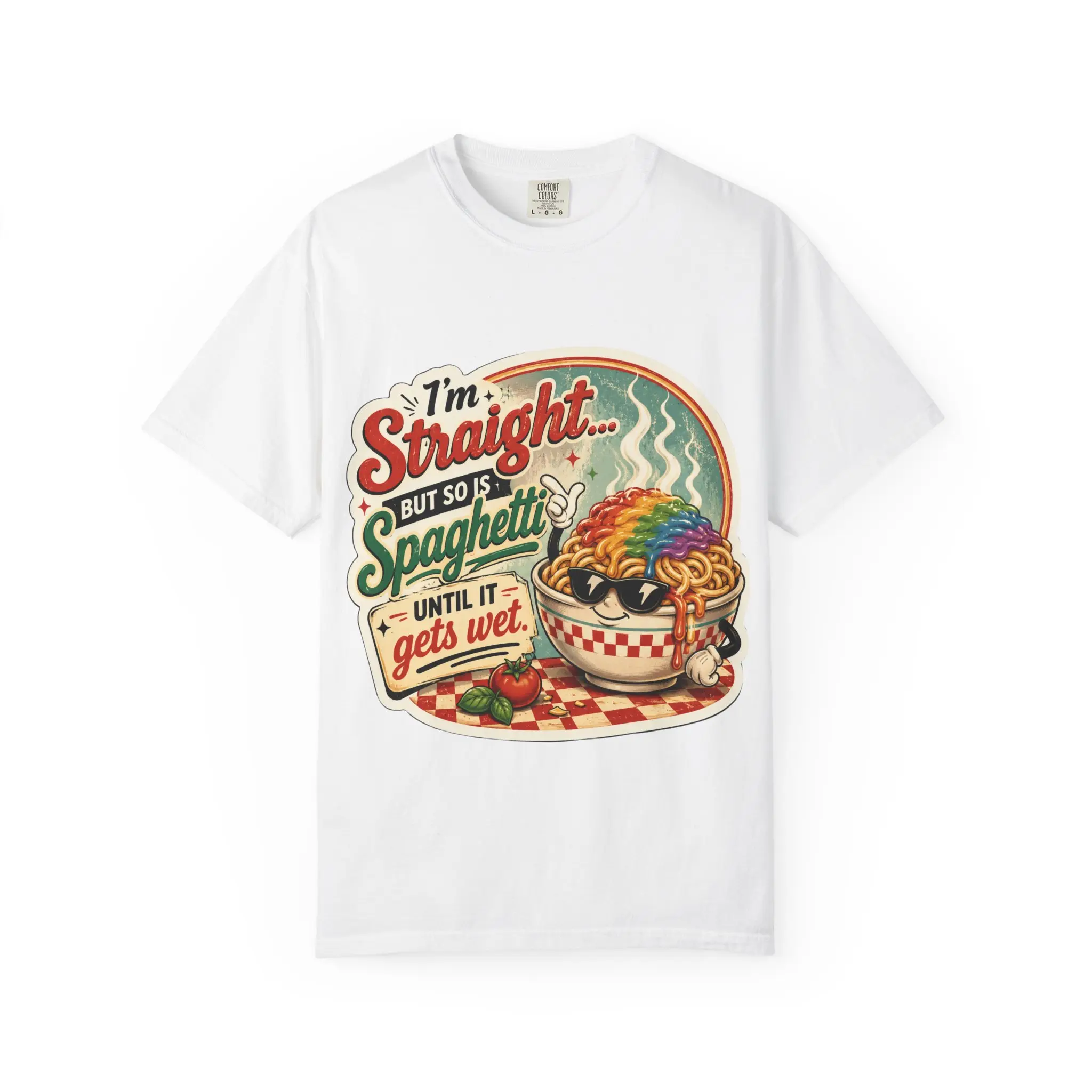 I'm Straight But So Is Spaghetti T-shirt | Retro Pasta Graphic Tee