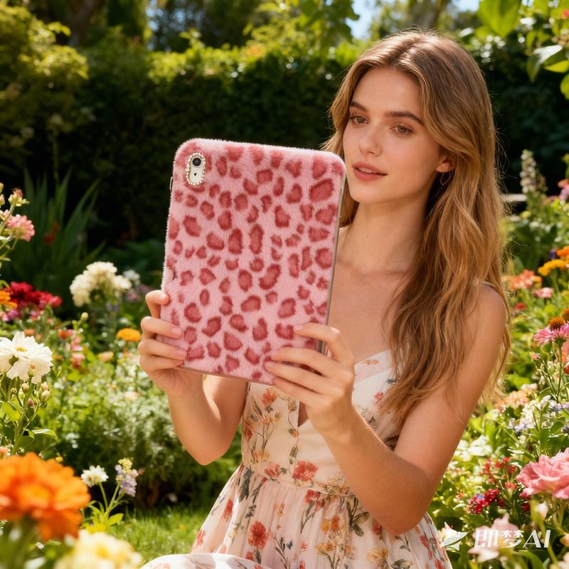 Pink Plush Leopard Print For IPad Case - Compatible With 10.9" For IPad 10th Gen (2022) & 11th Gen (2025), Also For IPad 7th/8th/9th Gen 10.2" -With Charging Stylus Slot Perfect Gift For Parties, Birthdays & Holidays, , Plush Ipad Case, Leopard Print