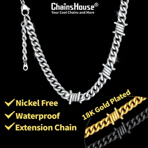 ChainsHouse Thorns Chain 18K Gold Plated Jesus Thorns Stainless Steel Chunky Necklace for Men Women,5/6/7/9/12MM Width,16/18/20/22 Inches Length Casual Cool Unisex Hip Hop Necklace CHN18583