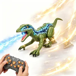 Remote Control Dinosaur Toy for Kids Ages 3-12, Electric Walking Dancing Robot Dinosaur with Spray, Lights, Roar Sound, Interactive Birthday Gift
