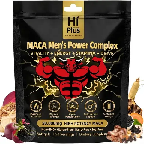 HiPlus Men‘s Testosterone Boosters Power Complex Support with Shilajit,Maca,Ashwagandha & Ginseng | Energy, Stamina & Focus - Supports Testosterone 150/300 Softgels Summervibes Fitness Supplement Capsule Health Supplement High Potency Supplement