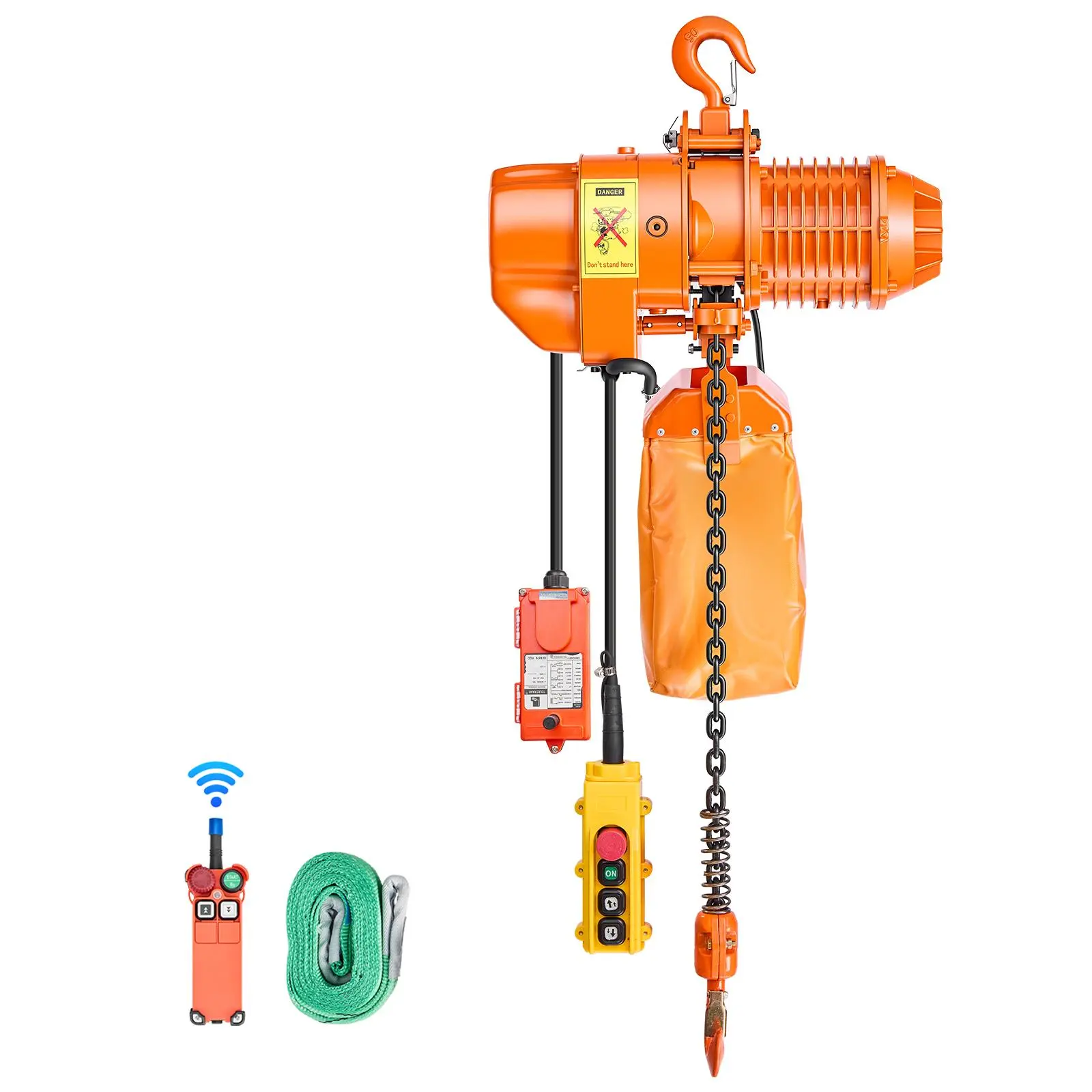 【Summerfinds】VEVOR 1100 lbs Electric Chain Hoist,20 ft Lifting HeightThree-Phase Overhead Crane with 328 ft Wireless & 15 ft Wired Remote ControlSingle G80 Chain Hoist for FactoriesWarehousesGarages