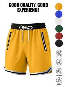 Men's Colorblock Striped Gym Shorts with Side Pockets, Summer Breathable Quick-Dry Basketball Running Workout Shorts, Sporty Style, Athletic Wear Shorts, Breathable Sports Shorts