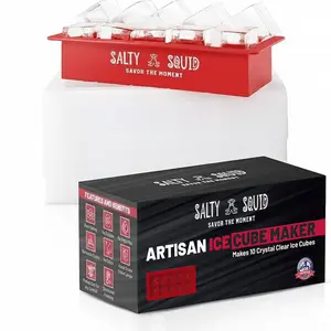 Clear Craft Ice Cube Maker Square Ice Cube Mold makes 10 Large 2" Crystal Clear Ice Cubes for Whiskey, Cocktails – Slow Melting, Easy Release, Large Ice Cube Tray