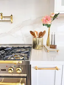 Gold Scalloped Kitchen Utensil Holder Ice Bucket